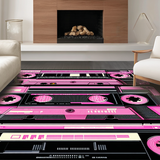 Ultra Soft Area Rug, Non Slip, Stain Resistant, Washable Area Rugs for Living Room, Bedroom, Funky Multi-Color Audio Vibe(Pink)