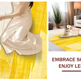 Ultra Soft Area Rug, Non Slip, Stain Resistant, Washable Area Rugs for Living Room, Bedroom, Artistic Yellow and White Fusion(Yellow)