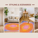 Ultra Soft Area Rug, Non Slip, Stain Resistant, Washable Area Rugs for Living Room, Bedroom, Dynamic Colorful Geometric Fusion(Orange)