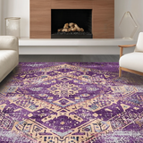 Ultra Soft Area Rug, Non Slip, Stain Resistant, Washable Area Rugs for Living Room, Bedroom, Transitional Luxe Patterned Charm(Purple)