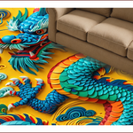 Ultra Soft Area Rug, Non Slip, Stain Resistant, Washable Area Rugs for Living Room, Bedroom, Fantasy Dragon Castle(Yellow) - ODIKA
