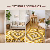 Ultra Soft Area Rug, Non Slip, Stain Resistant, Washable Area Rugs for Living Room, Bedroom, Contemporary Southwestern Print Style(Yellow)