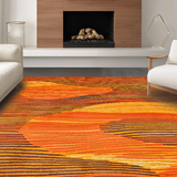 Ultra Soft Area Rug, Non Slip, Stain Resistant, Washable Area Rugs for Living Room, Bedroom, Vibrant 70s Psychedelic Design(Orange)