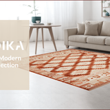 Ultra Soft Area Rug, Non Slip, Stain Resistant, Washable Area Rugs for Living Room, Bedroom, Chic Modernist Diamond Arrangement(Red)