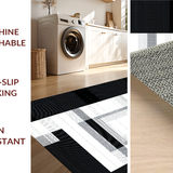 Ultra Soft Area Rug, Non Slip, Stain Resistant, Washable Area Rugs for Living Room, Bedroom, Dynamic Abstract Symmetrical Design(Black)