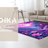 Ultra Soft Area Rug, Non Slip, Stain Resistant, Washable Area Rugs for Living Room, Bedroom, Enchanting Floral Fantasy Composition(Purple)