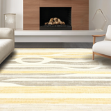Ultra Soft Area Rug, Non Slip, Stain Resistant, Washable Area Rugs for Living Room, Bedroom, Luxurious Textured Cream Waves(Yellow)