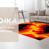 Ultra Soft Area Rug, Non Slip, Stain Resistant, Washable Area Rugs for Living Room, Bedroom, Contemporary Eruption Style Element(Red)