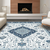 Ultra Soft Area Rug, Non Slip, Stain Resistant, Washable Area Rugs for Living Room, Bedroom, Luxurious Abstract Ethnic Patterns(White)