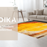 Ultra Soft Area Rug, Non Slip, Stain Resistant, Washable Area Rugs for Living Room, Bedroom, Rustic Distressed Circular Motif(Orange)