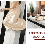Ultra Soft Area Rug, Non Slip, Stain Resistant, Washable Area Rugs for Living Room, Bedroom, Designer Dual-Tone Horizontal Lined Rug with Geometric Precision(Black)