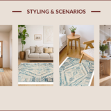 Ultra Soft Area Rug, Non Slip, Stain Resistant, Washable Area Rugs for Living Room, Bedroom, Chic Rustic Diamond Motif(Blue)