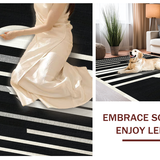 Ultra Soft Area Rug, Non Slip, Stain Resistant, Washable Area Rugs for Living Room, Bedroom, Artisan Woven Contrasting Striped Rug For Chic Layered Entryway Decor(Black)