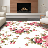 Ultra Soft Area Rug, Non Slip, Stain Resistant, Washable Area Rugs for Living Room, Bedroom, Timeless Botanical Round Statement(White)