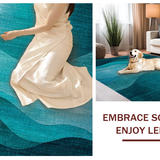 Ultra Soft Area Rug, Non Slip, Stain Resistant, Washable Area Rugs for Living Room, Bedroom, Stylish Round Rug with Fluid Ombre Design in Rich Teal Tones(Blue)