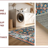 Ultra Soft Area Rug, Non Slip, Stain Resistant, Washable Area Rugs for Living Room, Bedroom, Vibrant Tribal Tiled Aesthetic(Blue)