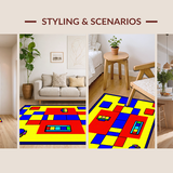 Ultra Soft Area Rug, Non Slip, Stain Resistant, Washable Area Rugs for Living Room, Bedroom, Playful Bright Numbered Design(Yellow)