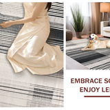 Ultra Soft Area Rug, Non Slip, Stain Resistant, Washable Area Rugs for Living Room, Bedroom, Black and White Linear Patterned Rug, Non Slip Absorbent Design(Black)