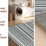 Ultra Soft Area Rug, Non Slip, Stain Resistant, Washable Area Rugs for Living Room, Bedroom, KaHouen Classic Striped Design Floor Mat Outdoor Layering Rug(Black)