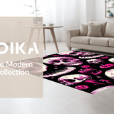 Ultra Soft Area Rug, Non Slip, Stain Resistant, Washable Area Rugs for Living Room, Bedroom, Gothic Humor Inspired Floor Art(Pink)