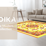 Ultra Soft Area Rug, Non Slip, Stain Resistant, Washable Area Rugs for Living Room, Bedroom, Charming Textured Medallion Style(Yellow)