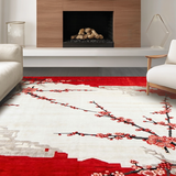 Ultra Soft Area Rug, Non Slip, Stain Resistant, Washable Area Rugs for Living Room, Bedroom, Rustic Multi-Colored Blossom Pattern(Red)