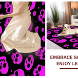 Ultra Soft Area Rug, Non Slip, Stain Resistant, Washable Area Rugs for Living Room, Bedroom, Artistic Skull Gesture Representation(Pink)