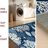 Ultra Soft Area Rug, Non Slip, Stain Resistant, Washable Area Rugs for Living Room, Bedroom, Lively Nautical Medallion Theme(Blue)