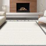 Ultra Soft Area Rug, Non Slip, Stain Resistant, Washable Area Rugs for Living Room, Bedroom, Modern Chic Striped Visual Style(White)