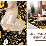 Ultra Soft Area Rug, Non Slip, Stain Resistant, Washable Area Rugs for Living Room, Bedroom, Vivid Whimsical Garden Scene(Black)