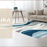 Ultra Soft Area Rug, Non Slip, Stain Resistant, Washable Area Rugs for Living Room, Bedroom, Elegant Oceanic Blue Palette(Gray)