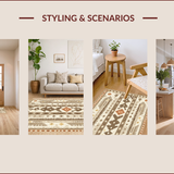 Ultra Soft Area Rug, Non Slip, Stain Resistant, Washable Area Rugs for Living Room, Bedroom, Tribal Farmhouse Non-Slip Entryway Area Carpet(Beige)
