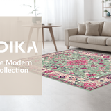 Ultra Soft Area Rug, Non Slip, Stain Resistant, Washable Area Rugs for Living Room, Bedroom, Timeless Floral Patterned Charm(Gray)