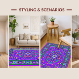 Ultra Soft Area Rug, Non Slip, Stain Resistant, Washable Area Rugs for Living Room, Bedroom, Radiant Geometric Wave Composition(Purple)
