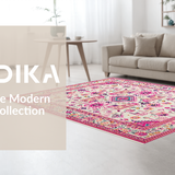 Ultra Soft Area Rug, Non Slip, Stain Resistant, Washable Area Rugs for Living Room, Bedroom, Soft Ivory Tiled Textures(Pink)