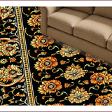Ultra Soft Area Rug, Non Slip, Stain Resistant, Washable Area Rugs for Living Room, Bedroom, Paisley Floral Washable(Black)