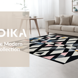 Ultra Soft Area Rug, Non Slip, Stain Resistant, Washable Area Rugs for Living Room, Bedroom, Rustic Tiled Patterned Decor Accent(Black)