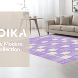Ultra Soft Area Rug, Non Slip, Stain Resistant, Washable Area Rugs for Living Room, Bedroom, Vibrant Cozy Tiled Design Element(Purple)