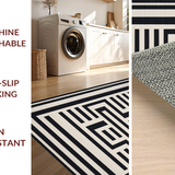 Ultra Soft Area Rug, Non Slip, Stain Resistant, Washable Area Rugs for Living Room, Bedroom, Contemporary Abstract Lattice Aesthetic(Black)
