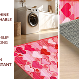 Ultra Soft Area Rug, Non Slip, Stain Resistant, Washable Area Rugs for Living Room, Bedroom, Charming Heart-Shaped Rustic Motif(Pink)