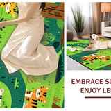 Ultra Soft Area Rug, Non Slip, Stain Resistant, Washable Area Rugs for Living Room, Bedroom, Educational Animal Artful Arrangement(Green)