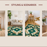 Ultra Soft Area Rug, Non Slip, Stain Resistant, Washable Area Rugs for Living Room, Bedroom, Rustic Boho Bedroom Non-Slip Decorative Carpet(Green)