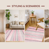 Ultra Soft Area Rug, Non Slip, Stain Resistant, Washable Area Rugs for Living Room, Bedroom, Bold Geometric Animal Motif(Pink)