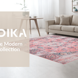 Ultra Soft Area Rug, Non Slip, Stain Resistant, Washable Area Rugs for Living Room, Bedroom, Trendy Textured Pink Motif(Pink)