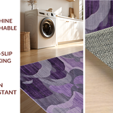 Ultra Soft Area Rug, Non Slip, Stain Resistant, Washable Area Rugs for Living Room, Bedroom, Rustic Ogee Print Aesthetic(Purple)
