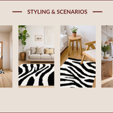 Ultra Soft Area Rug, Non Slip, Stain Resistant, Washable Area Rugs for Living Room, Bedroom, Wildlife Animal Print Kitchen Runner Washable Carpet(Black)