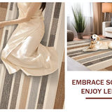 Ultra Soft Area Rug, Non Slip, Stain Resistant, Washable Area Rugs for Living Room, Bedroom, Stylish Striped Boho Neutral Palette(Beige)