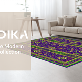 Ultra Soft Area Rug, Non Slip, Stain Resistant, Washable Area Rugs for Living Room, Bedroom, Rustic Colorful Diamond Pattern(Purple)