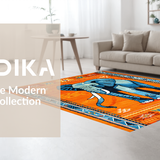 Ultra Soft Area Rug, Non Slip, Stain Resistant, Washable Area Rugs for Living Room, Bedroom, Lively Abstract Wildlife Design(Orange)