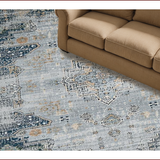 Ultra Soft Area Rug, Non Slip, Stain Resistant, Washable Area Rugs for Living Room, Bedroom, Rustic Grey Distressed Medallion(Gray)
